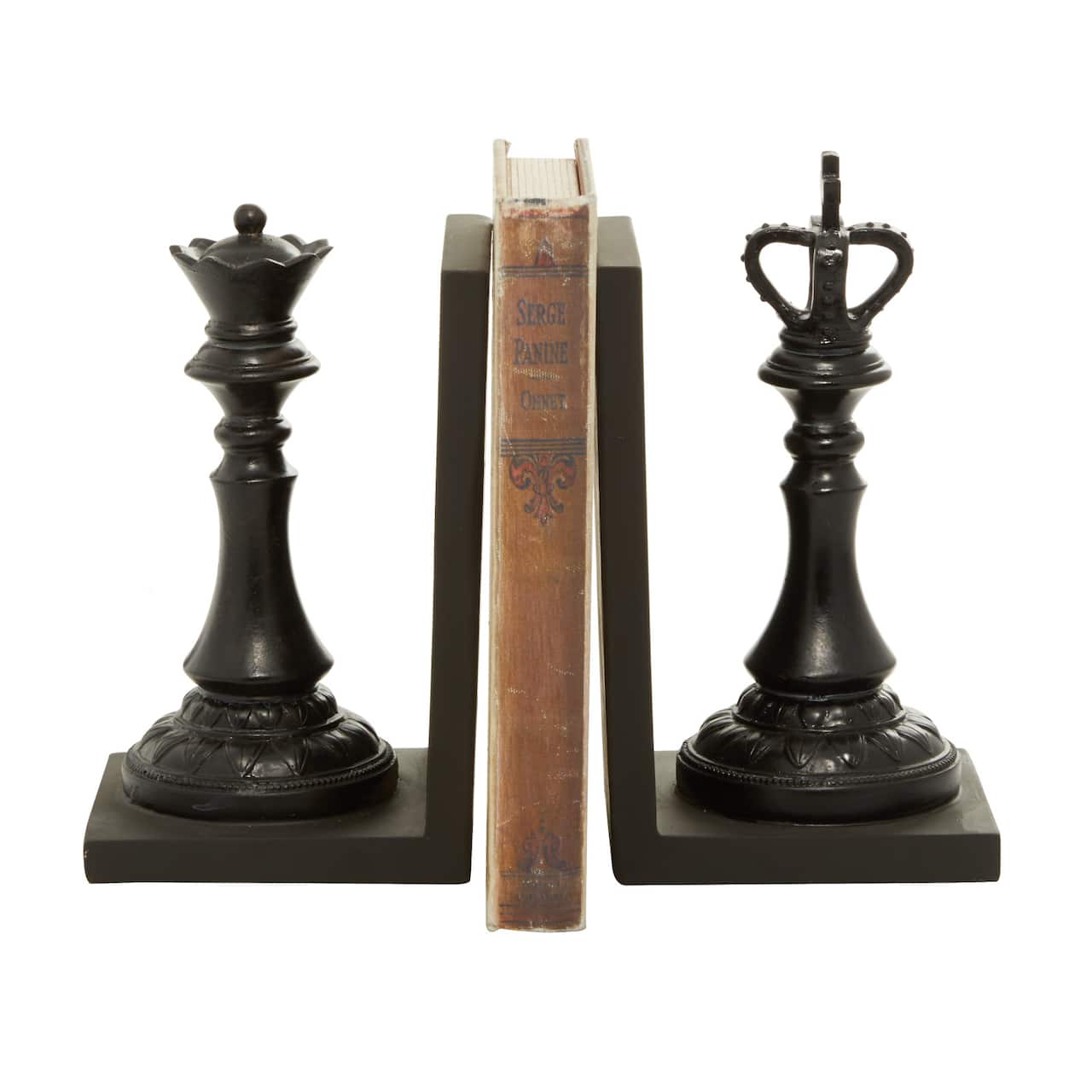 8&#x22; Black Chess Bookends, 2ct.